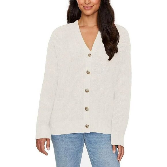 Hudson Women's Cotton Buttondown Cardigan Cream - Picture 1 of 4